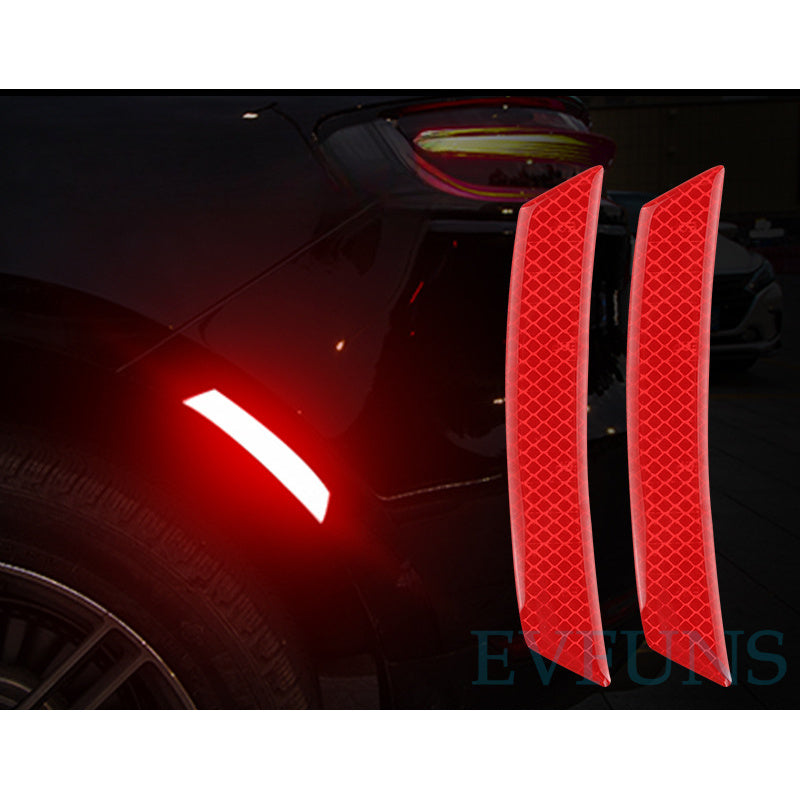 Car Wheel Arch Reflective Strips – Night Safety Warning Stickers (Glow-in-the-Dark) Dark red (set of 2 pieces) Evfuns