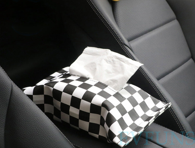 MINI Cooper Car Tissue Box – Union Jack PU Leather Tissue Holder Red and Blue Union Flag Evfuns