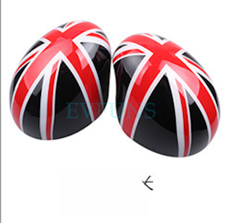 MINI Cooper Rearview Mirror Cover – F56 F60 Side Mirror Trim Overlay F55/F56 [Black Rice Pair] Evfuns