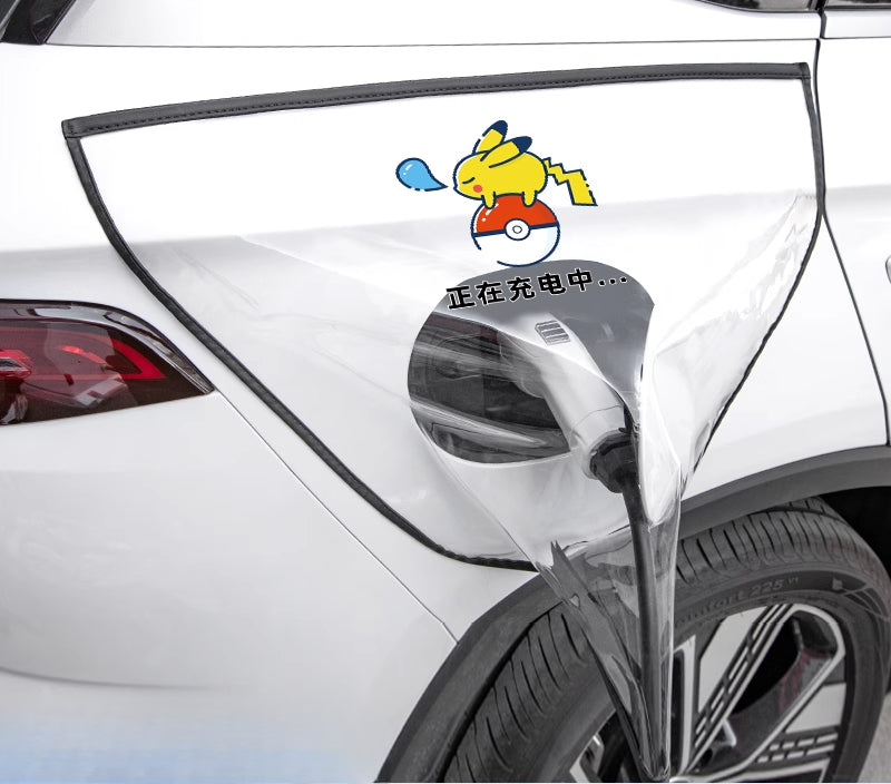 Smart # 5 EV Charging Port Rain Cover | Waterproof Protector [Small Image--Sleeping Pikachu] Charging Gun Rain Cover