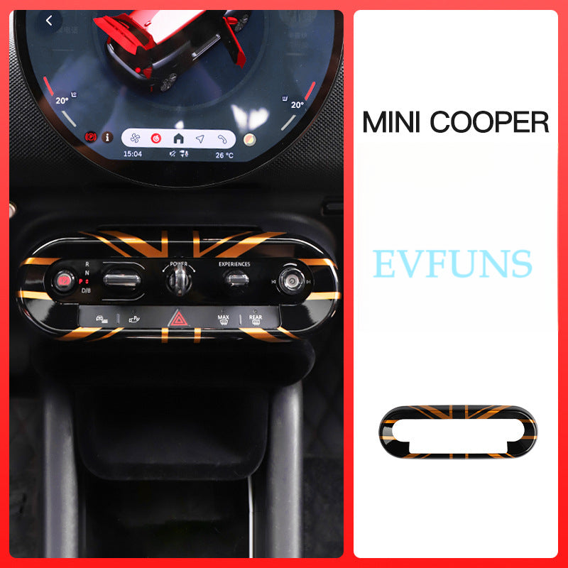 MINI Electric Center Console Button Trim – Interior Decoration Frame Orange and black rice flag Evfuns