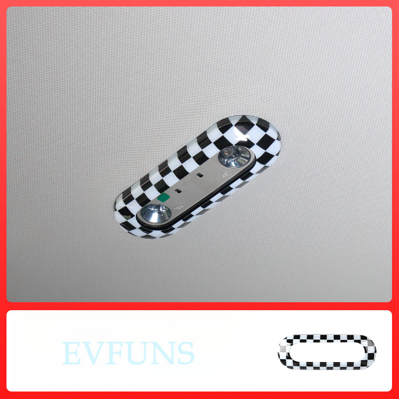 MINI EV J01/J05 Interior Reading Light Trim Cover Rear Reading Light - Black and White Checkered Evfuns