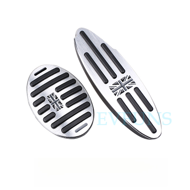 MINI Cooper F54/F55/F60 Pedal Cover Set – Aluminum Alloy Brake & Accelerator Pedals Gray and beige two-piece set Evfuns