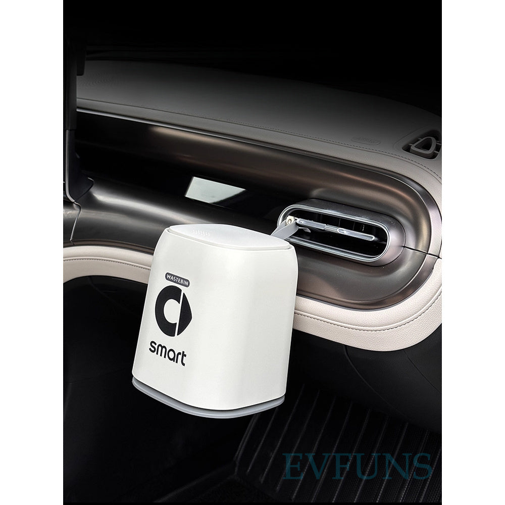 Smart # 1 Car Trash Bin | Interior Storage Box for Console & Seats Smart Car Trash Can [White] Evfuns