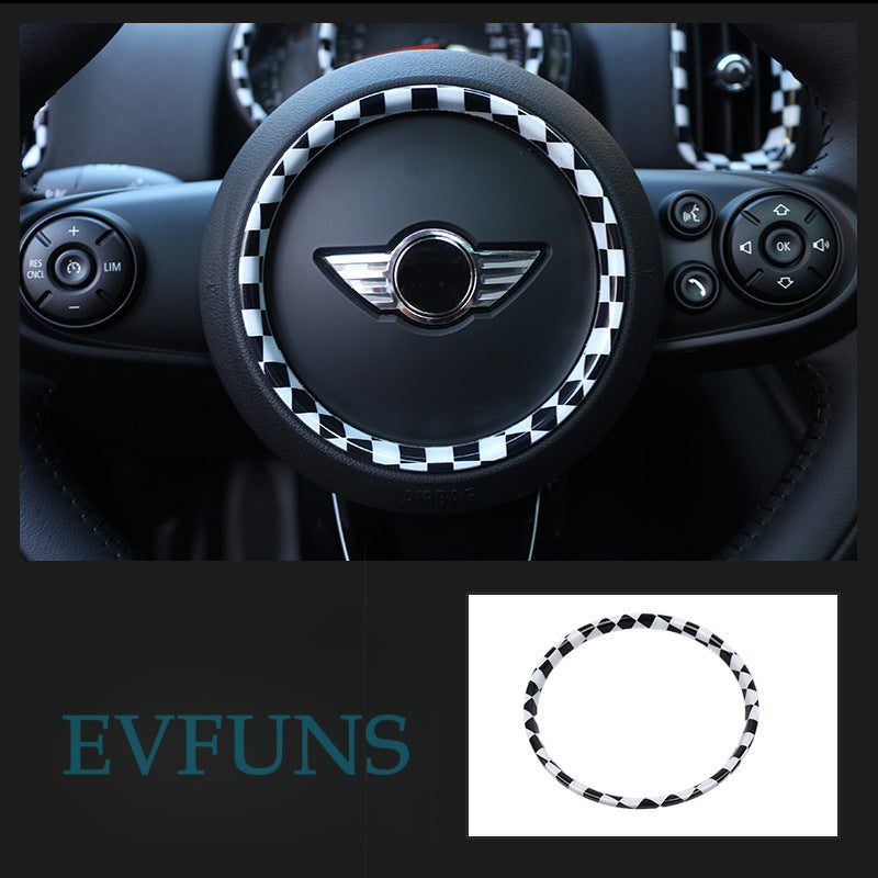 MINI Countryman F60 Air Vent Dashboard Trim – Interior Upgrade [Steering wheel] Black and white checkered Evfuns