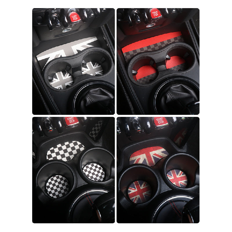 MINI Cooper Leather Cup Holder Mat – F56 F60 F54 Anti-Slip Interior Pad Evfuns