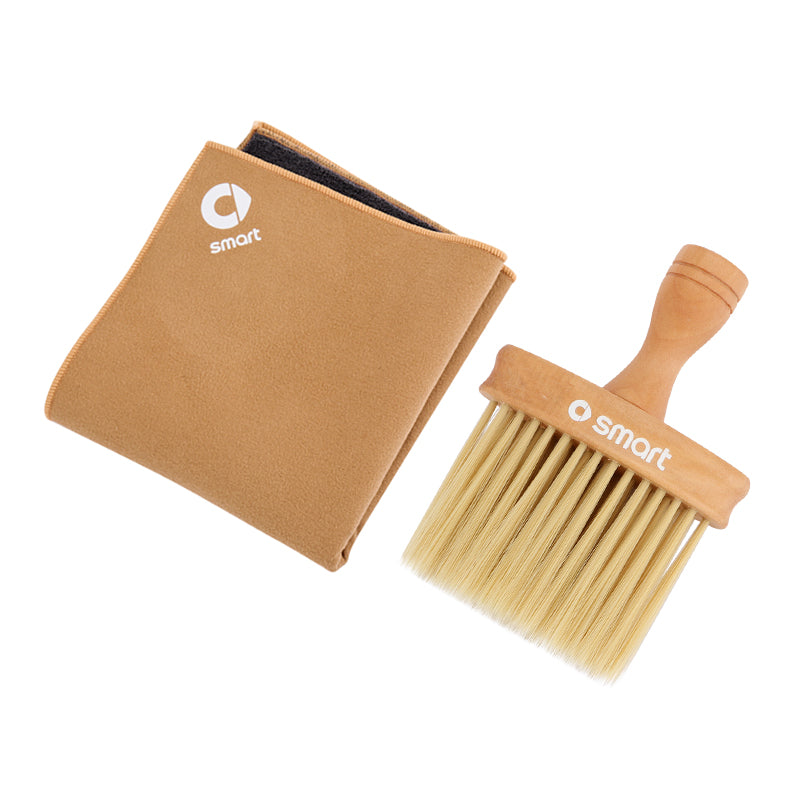SMART Car Cleaning Brush & Towel Set – Interior Vent & Gap Duster Cleaning Set [Solid Wood Cleaning Brush + Towel]