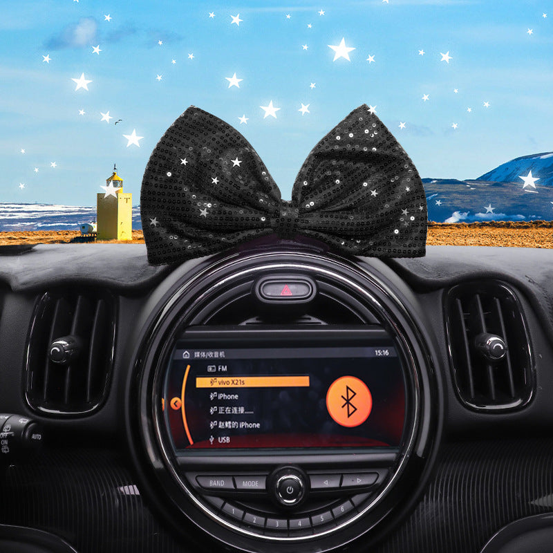 Cute Dashboard Bow Decoration | Oversized Car Interior Ornament for MINI & More Evfuns