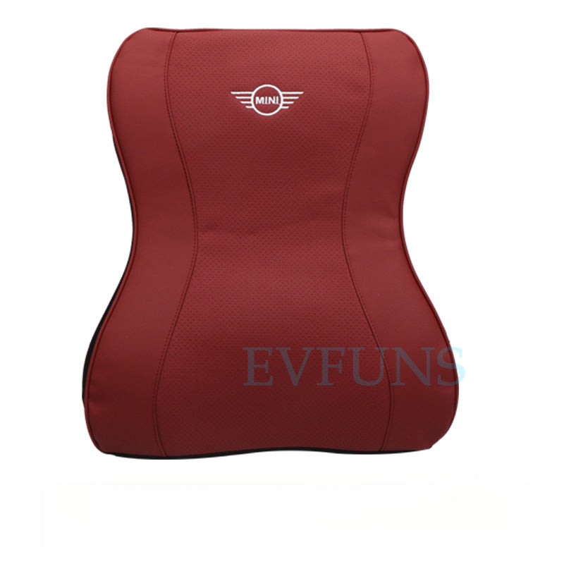 MINI Cooper Memory Foam Neck Pillow & Lumbar Support Cushion Lumbar support [burgundy color] Evfuns