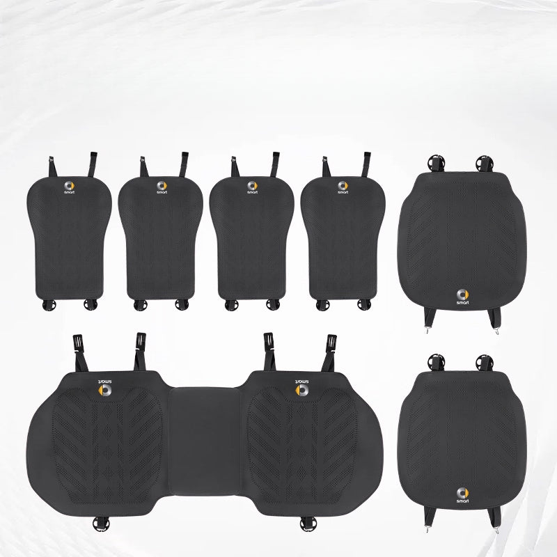 Smart # 1 # 3 # 5 Napa Leather Seat Cushion | All-Season Car Seat Cover smart-Cushion + Backrest [Black - Full Car