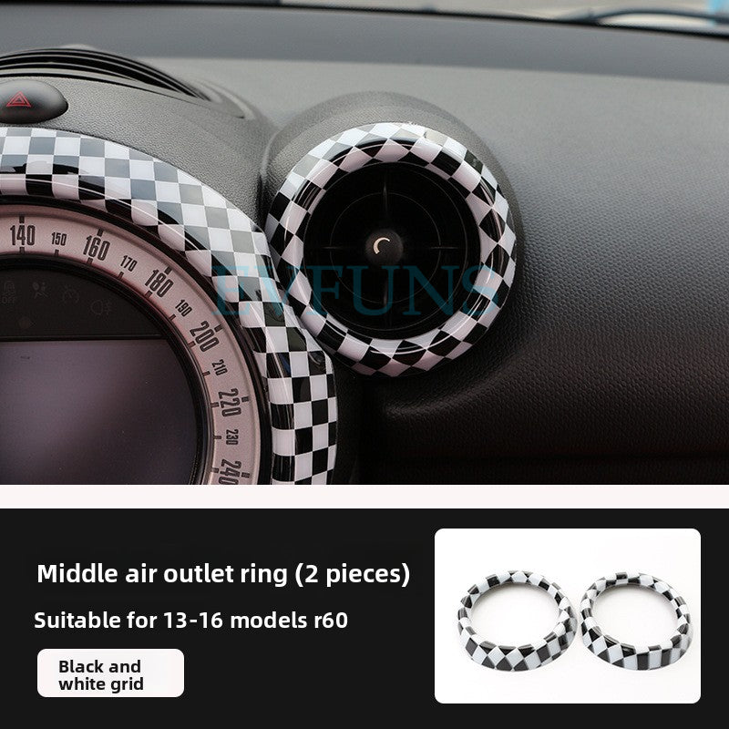 MINI Cooper Countryman R60 Dashboard Trim Cover – Interior Decoration Shell Middle Air Outlet Ring (Black and White