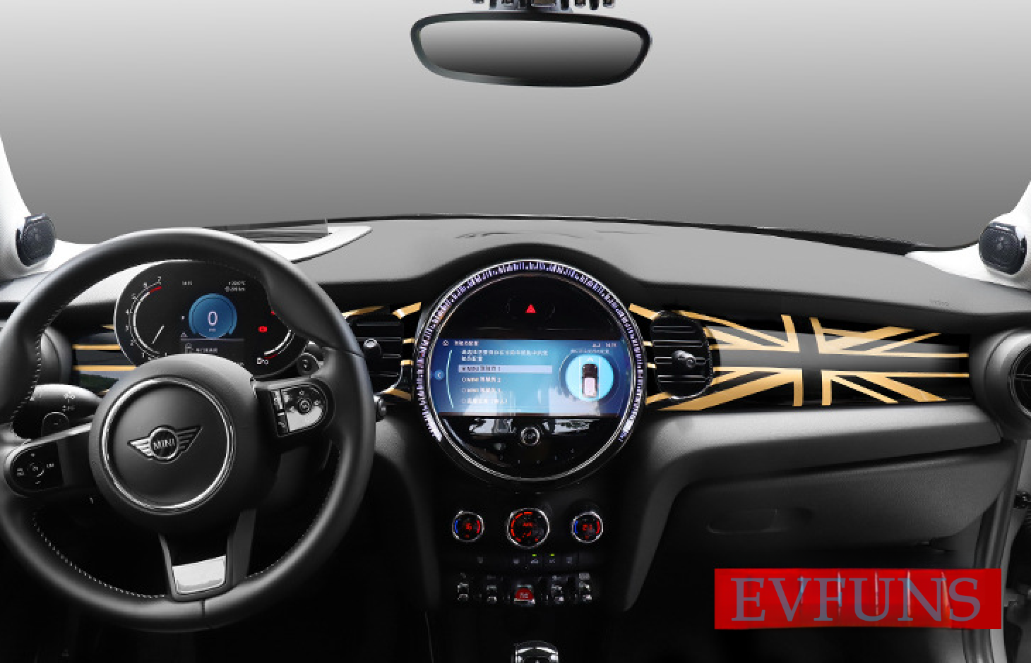 Dashboard Trim Panel Cover for MINI Cooper F55/F56/F57 Applicable to 21-22 F55/56/57 [Black Gold Union Jack]] Evfuns