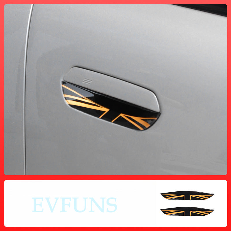 MINI J05/J01/U25 Door Handle Bowl Protector J01/J05/U25 [Orange Black Union Flag] One-Pair Package Evfuns