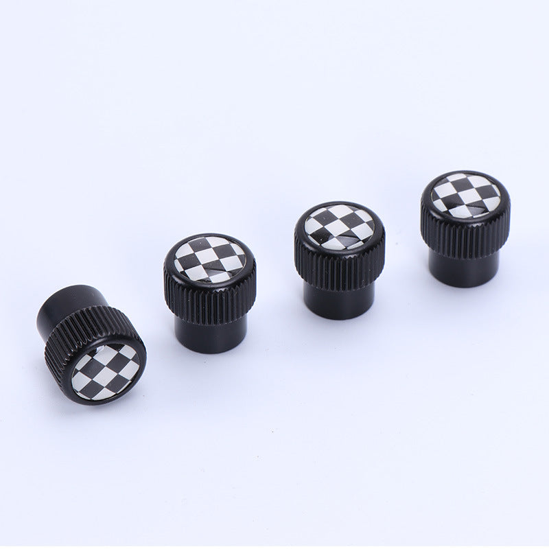 MINI Cooper Tire Valve Caps – Air Stem Covers for Countryman & One Black and white checkered set Evfuns