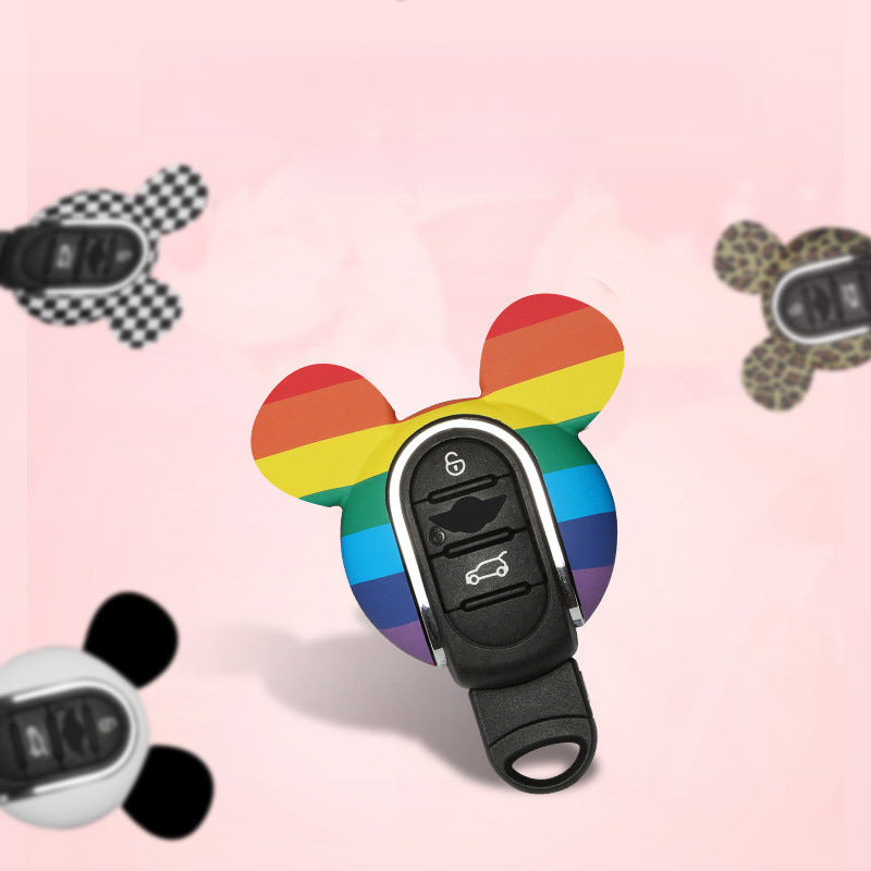 MINI Cooper Cartoon Key Cover & Graffiti Keychain – Fun Car Key Case Evfuns