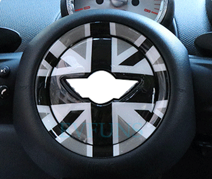 MINI Cooper 3D Steering Wheel Gel Sticker – Interior Trim for F/R Series Gray Rice Style Evfuns
