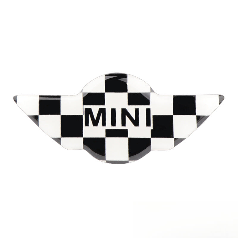 MINI Cooper Steering Wheel Logo Sticker – Scratch Cover & Styling Decal Black and White Checkered Style Evfuns