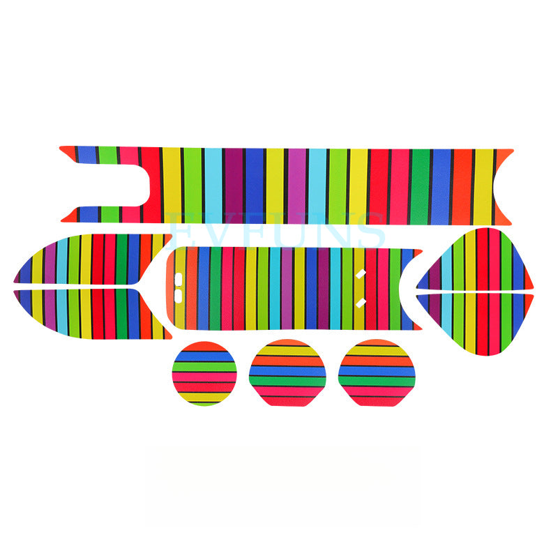 MINI J05 Leather Center Console & Door Slot Mats – Custom Interior Set for EV Models [Rainbow Strips] 9-piece