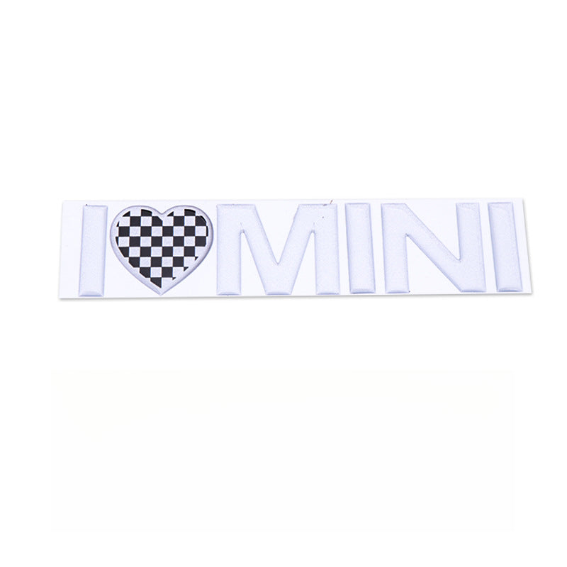 I ❤️ MINI Window Decal – Creative Waterproof Car Sticker Black and white grid (glue version) Evfuns