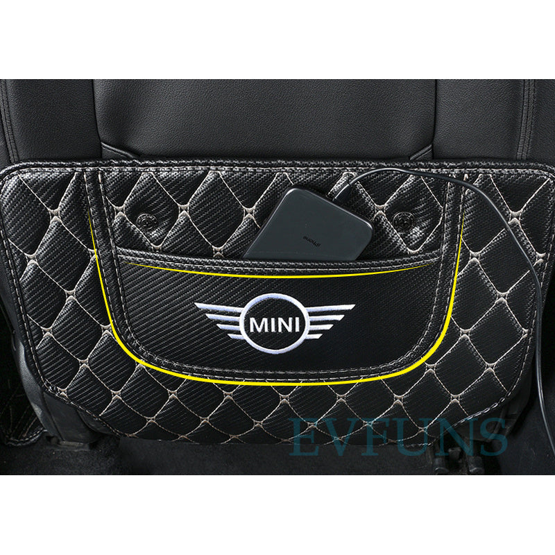MINI Cooper Carbon Fiber Texture Back Seat Kick Mat Seat Rear Anti-Kick Pads (Set of Two) Evfuns