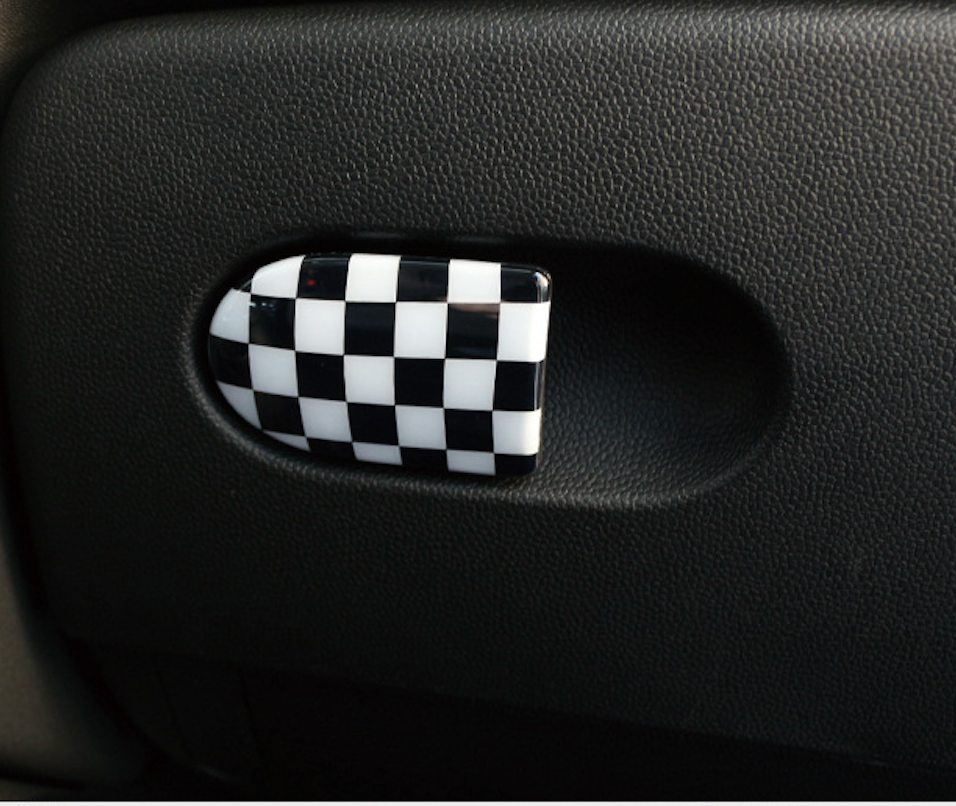 MINI Cooper F56 Glove Box Handle Cover – Interior Trim Upgrade Black and white plaid Evfuns