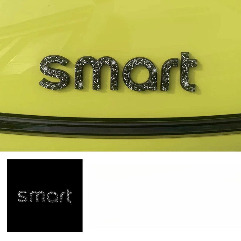 SMART # 1 Rhinestone Car Emblem Sticker – Bling Crystal Logo Decal Smart #1-Front Car Logo Lettered Black Drill [1