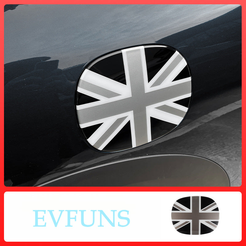 MINI Cooper F66 Fuel Tank Cover Trim – 2024 Petrol Model Exclusive 【Gray Black Rice Flag】F66 Fuel Tank Cap Sticker