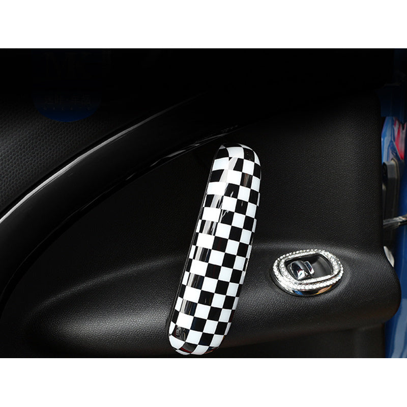 Mini Cooper Countryman R60 Side Door Handle Trim Cover Black and White Checkered Pair Set Evfuns