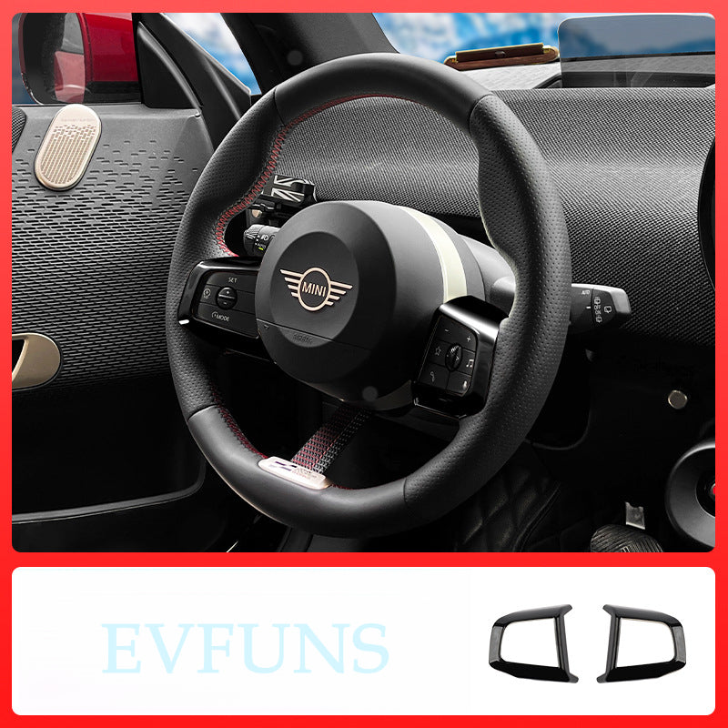 MINI Steering Wheel Button Decorative Cover Piano Black Evfuns