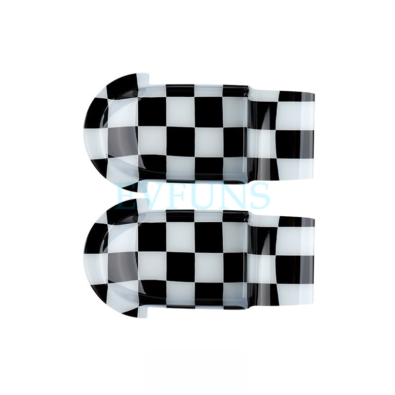MINI J01/J05 Interior Door Handle Cover – Electric Cooper / ACEMAN Trim [Black and White Grid] J01 Exclusive Evfuns