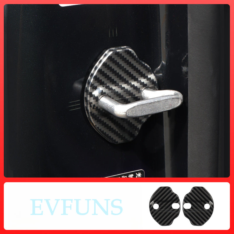 MINI Electric J01 J05 Door Lock Cover – Interior Lock Buckle Protector Carbon fiber pattern pair Evfuns