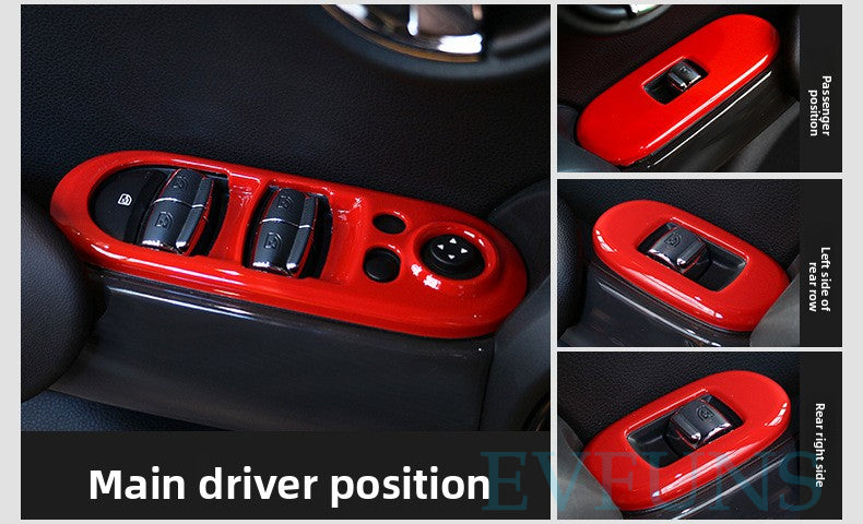 MINI Cooper F55 Window Switch Trim Cover – 4PCS Interior Panel Decor Red and Blue Rice Flag [Set of Four] / as Shown