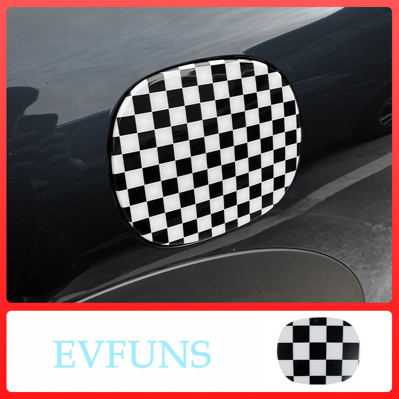 MINI Cooper F66 Fuel Tank Cover Trim – 2024 Petrol Model Exclusive [Black and White Grid] F66 Fuel Tank Cap Sticker
