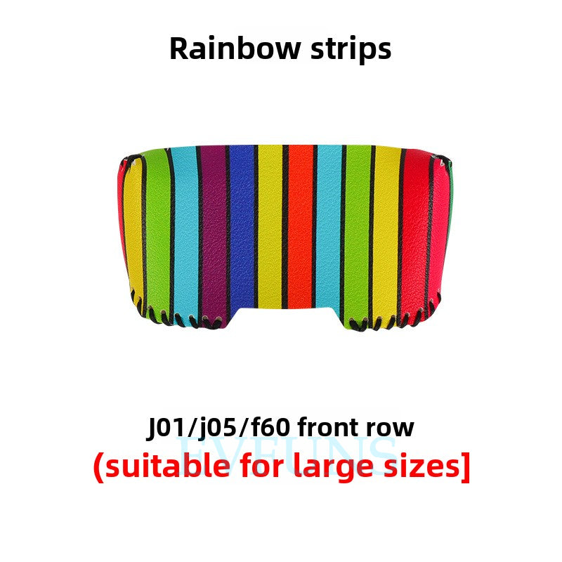 Seat Belt Buckle Protector for MINI Electric J01/J05 – PU Leather Cover 【Rainbow Strip Large Buckle】Compatible