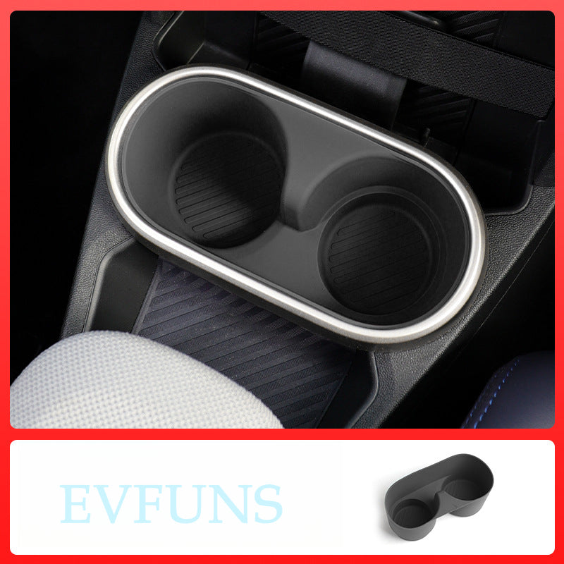 MINI Cooper F65 / F66 Cup Holder Insert Mat – Anti-Slip Interior Drink Coaster Front row - black Evfuns