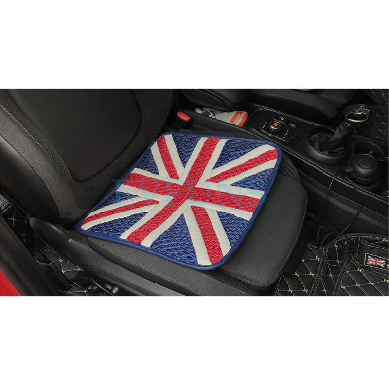 Universal MINI Car Seat Cushion – Ice Silk Mat with Union Jack Design Red and Blue Rice Flag (Single Price) Evfuns