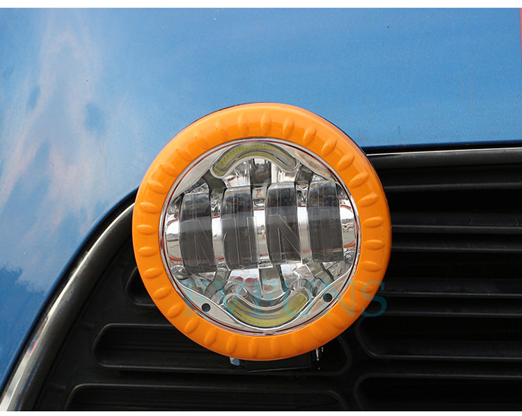 MINI Cooper F55/F56/F60 R LED Daytime Running Lights Electroplated Silver Yellow Circle [Pair] Evfuns