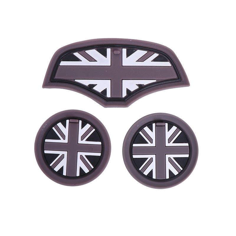 MINI Cooper F55/F56 Silicone Anti-Slip Interior Mats – Door Slot & Cup Holder Liners Gray Rice (Three-Piece Set) Evfuns