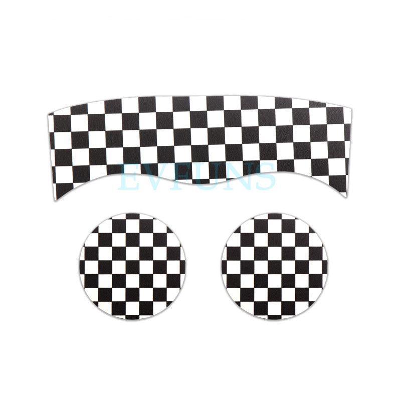 MINI Cooper Leather Cup Holder Mat – F56 F60 F54 Anti-Slip Interior Pad F60 (black and white grid) three-piece set