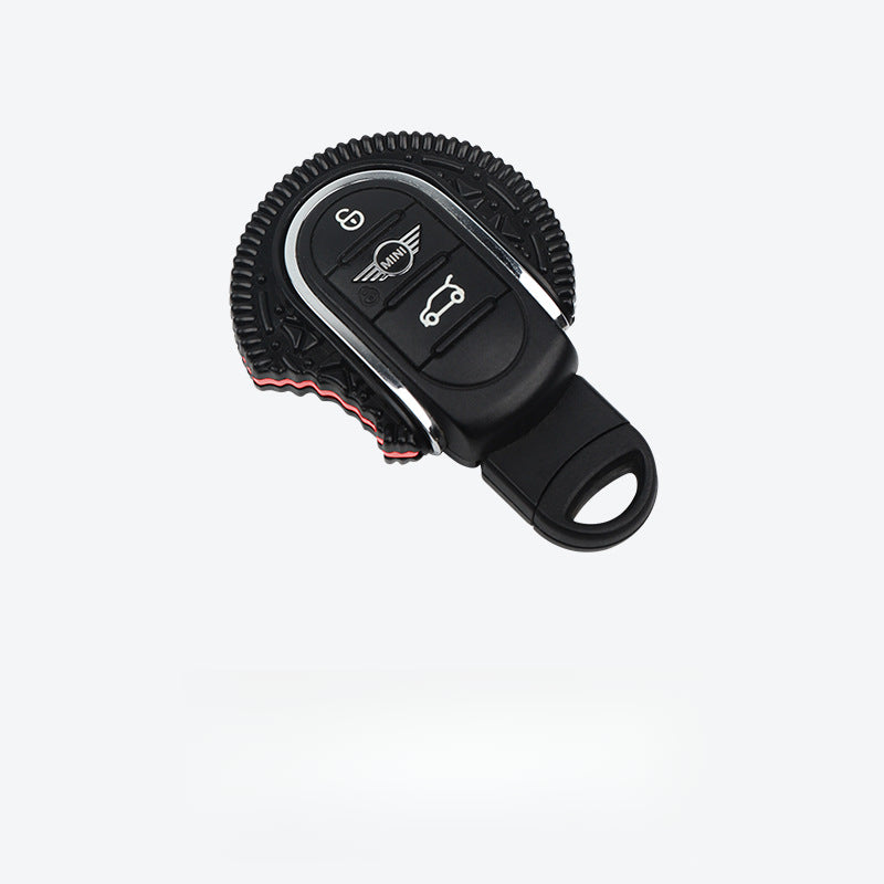 MINI Cooper Cute Oreo Key Cover Set – Key Shell + Keychain for Men & Women Black pink (metal material) Evfuns