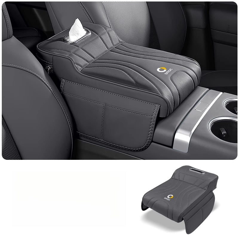 Smart # 1 # 3 # 5 Armrest Cushion | Memory Foam Console Booster & Tissue Box smart【Classic Black ★ Armrest Box