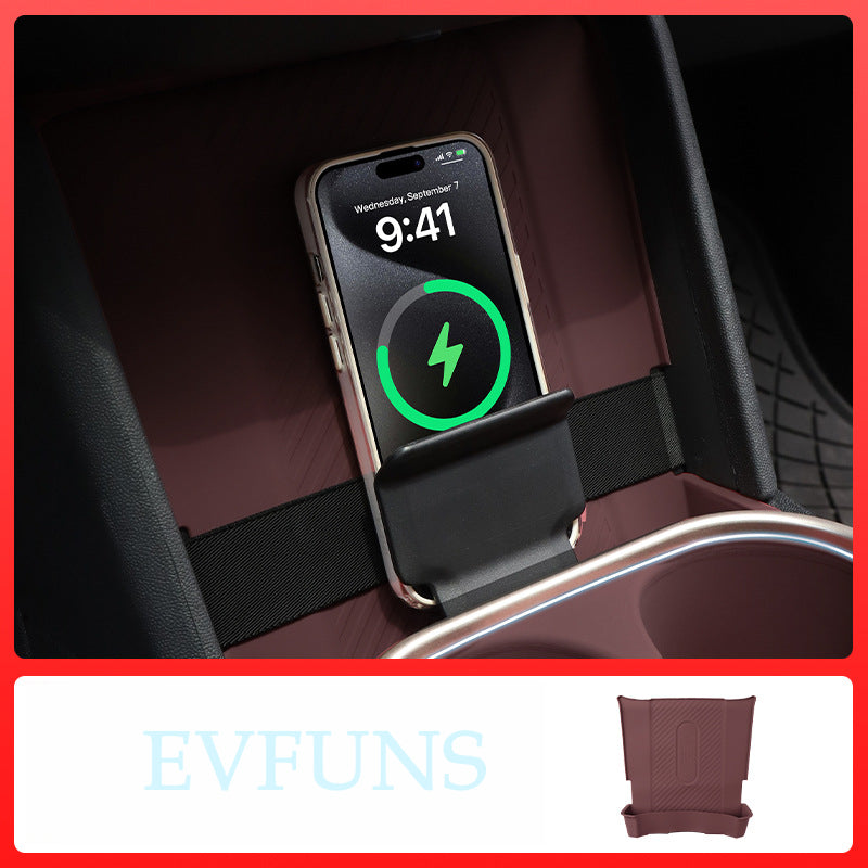 MINI Cooper F65/F66 Center Console Silicone Pad – Interior Protection Mat Wireless Charging Pad [Wine Red] Special
