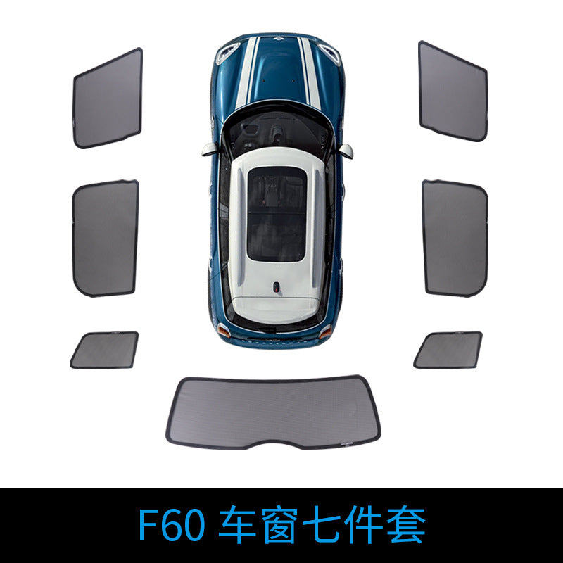 MINI Cooper Sunshade for F54 F55 F60 R60 – Magnetic Side Window Visor F60 front and rear window seven-piece set Evfuns