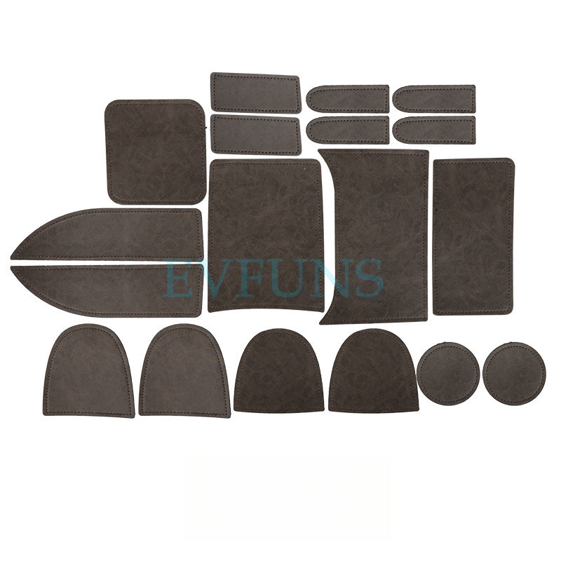 MINI JCW / Countryman U25 Leather Anti-Slip Cup Holder & Door Slot Mats [Gray Coffee Color] 18-piece Set/Applicable