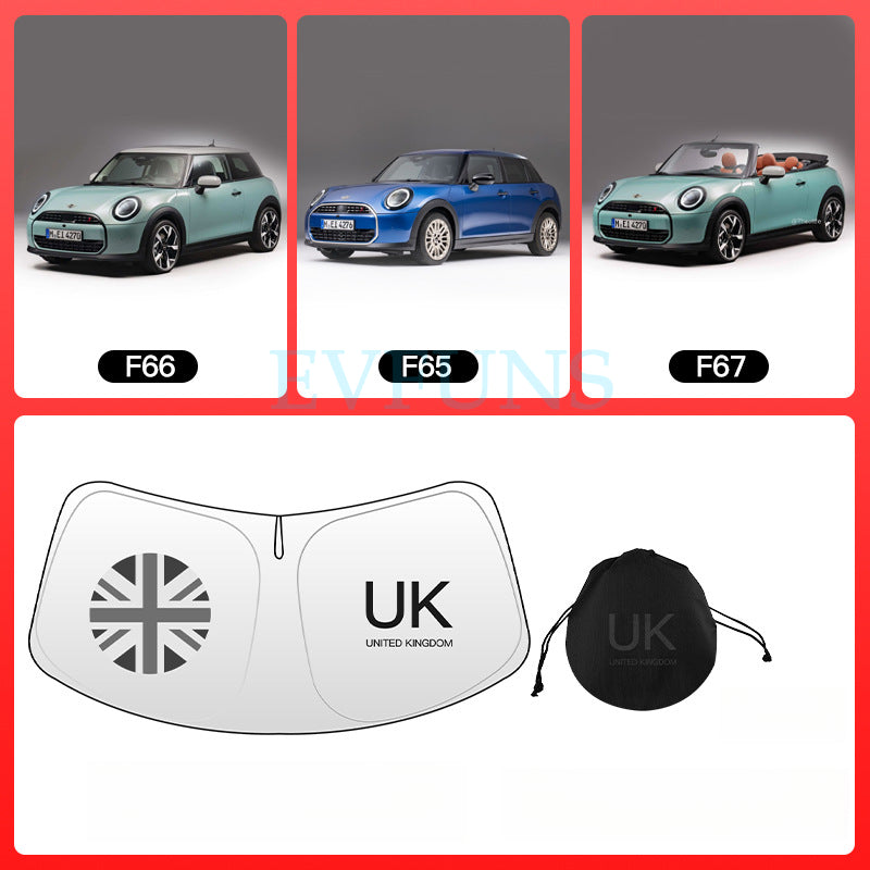 MINI Cooper / Aceman Windshield Sunshade Umbrella – Custom Fit Heat & UV Protection F65/66/67 [Gray Rice]--Includes