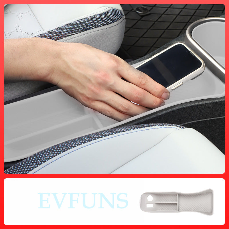 MINI Cooper F65/F66 Center Console Silicone Pad – Interior Protection Mat Central Control Storage Slot [Gray White]