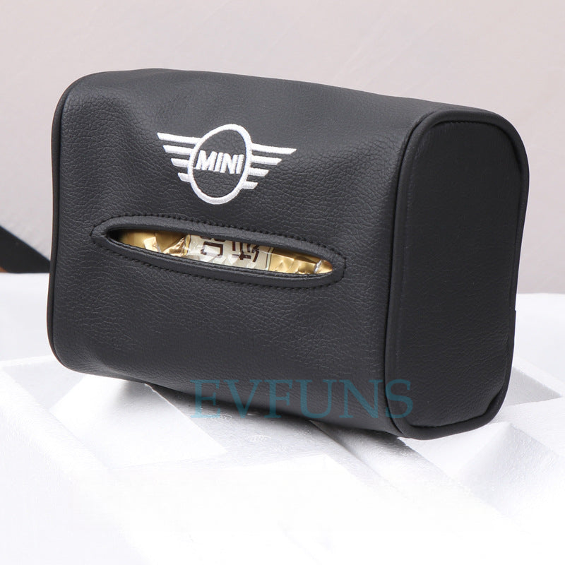 Hanging Tissue Box for MINI – Creative Car Seat Back Tissue Holder Black model [one piece] Evfuns
