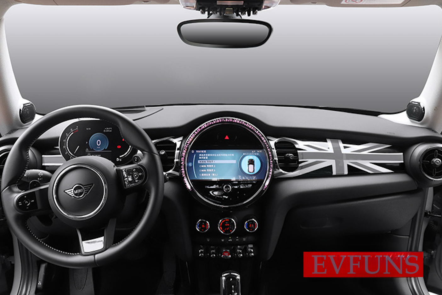Dashboard Trim Panel Cover for MINI Cooper F55/F56/F57 Applicable to 21-22 F55/56/57 [Black and Gray Union Jack]] Evfuns