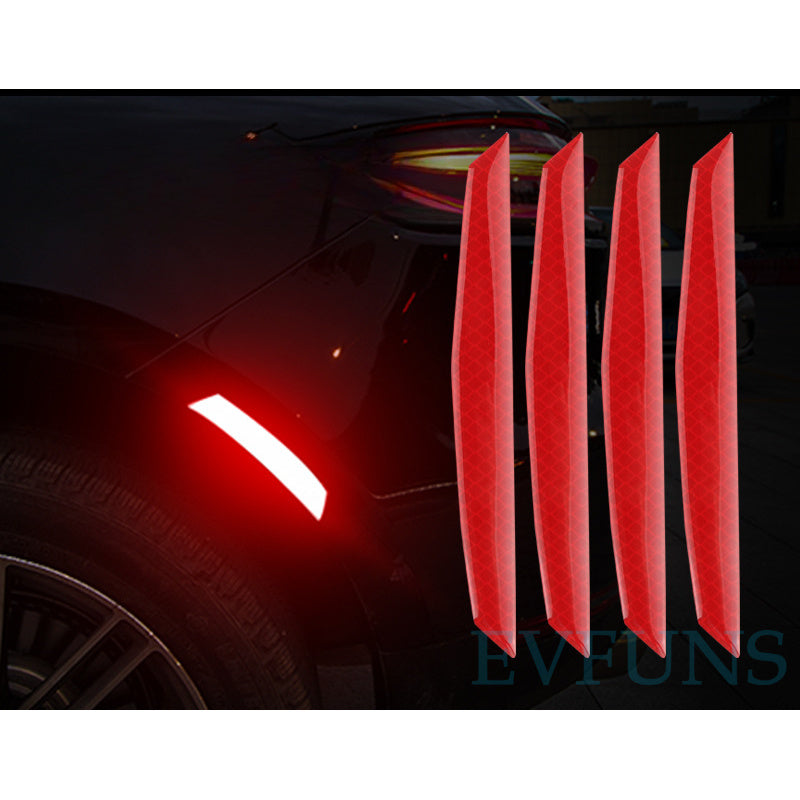 Car Wheel Arch Reflective Strips – Night Safety Warning Stickers (Glow-in-the-Dark) Dark red (set of 4 pieces) Evfuns