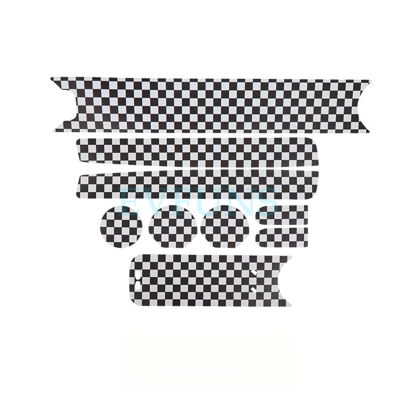 MINI J01 Leather Center Console & Door Slot Mats [Black and White Grid] Suitable for J01 Evfuns